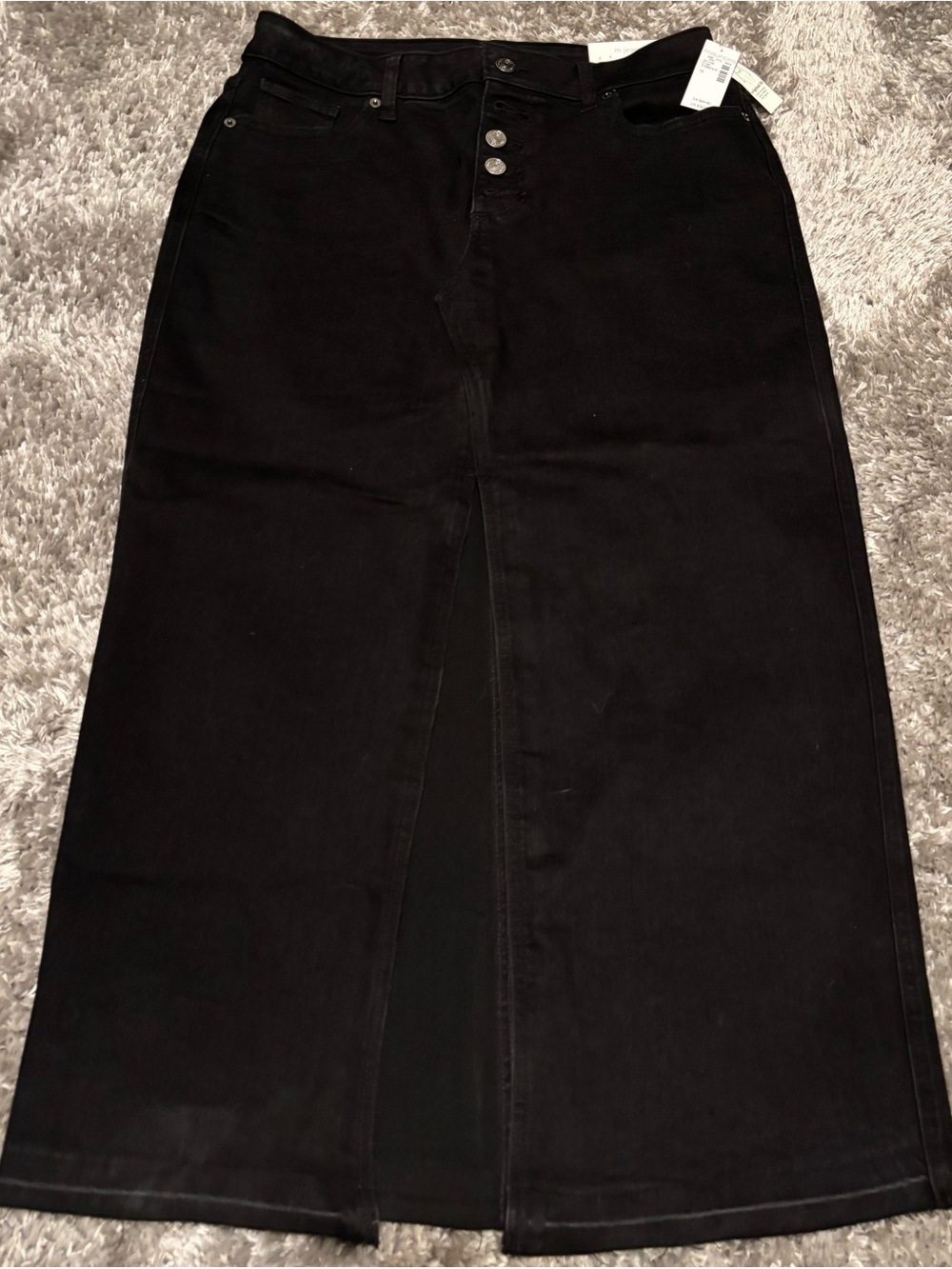 Maurices Black High-Waist Maxi Denim Skirt with Front Slit
